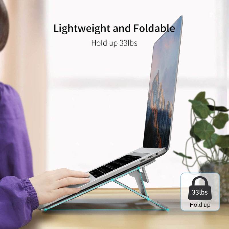 Laptop Stand for Desk - Adjustable Aluminum Drawing Tablet Stand Riser Portable Notebook Holder Stand Compatible with MacBook Air Pro,Wacom,Chromebook,iPad Pro,HP,Dell,Lenovo 10-17" Laptops(Silver)