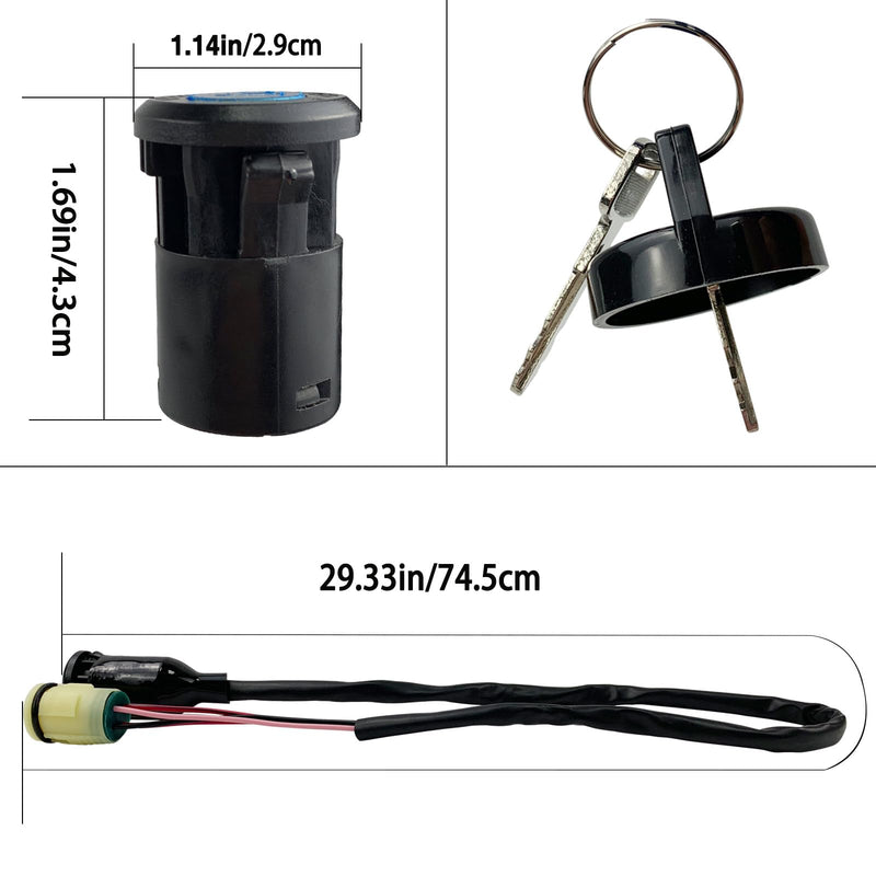 Ignition Switch Key Compatible with Hon-da ATV TRX350 TRX420 TRX450 Foreman TRX350FM 4x4 2000-2006 Rancher 350 400 420 Waterproof