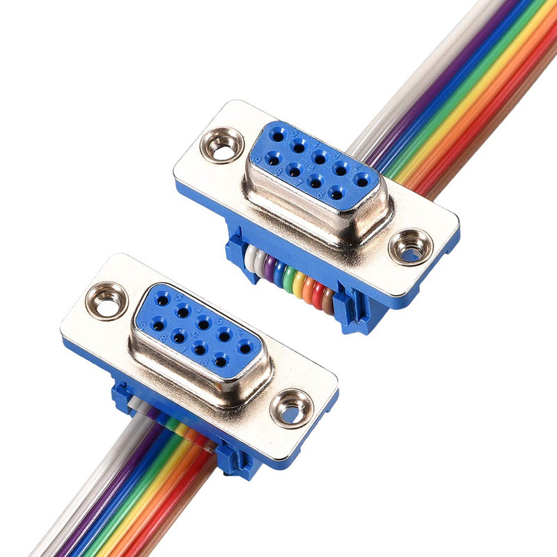 uxcell IDC Rainbow Wire Flat Ribbon Cable DB9 Female to DB9 Female Connector 2.54mm Pitch 11.8inch Length
