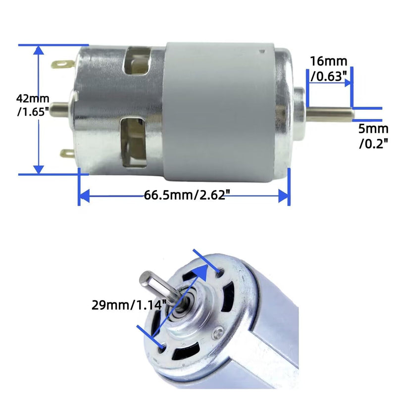 CONQUERALL 775 DC Motor 12-24V 4000-8000RPM Small Motor High Torque DC Motor Low Noise Gear Motor for Electric Fans Juice Machines Arbre unique 4000 - 8000 rpm