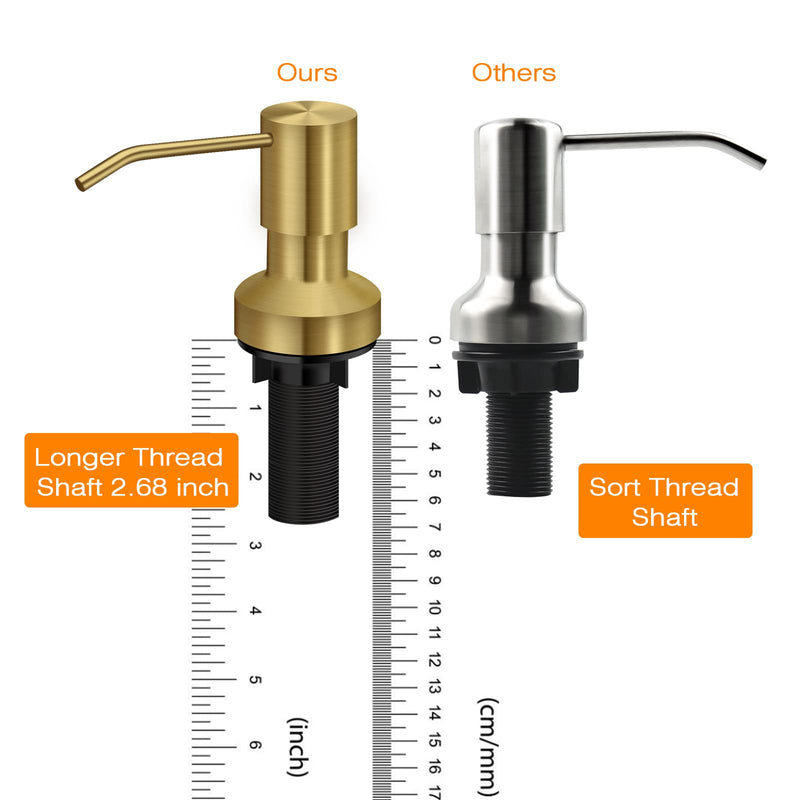 Sink Soap Dispenser for Kitchen Sink, Countertop Built in Sink Soap Dispenser with 47”Extension Tube kit, No Need to Fill The Little Bottle Again (Golden) Golden