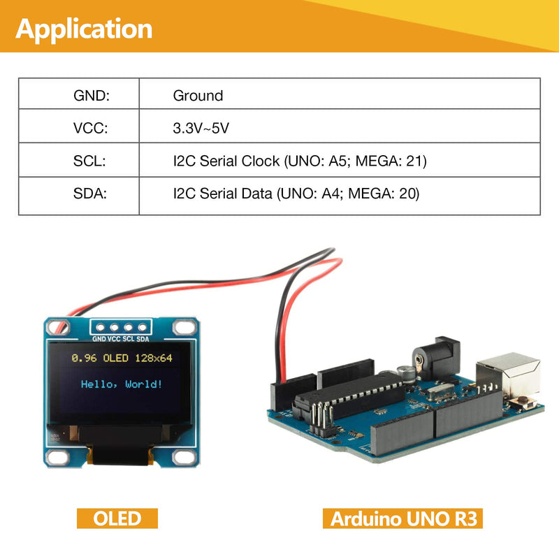 XTVTX 3PCS 0.96 Inch OLED Module 12864 128x64 Driver IIC I2C Serial Luminous Display Board Compatible with Arduino PI (Blue and Yellow)