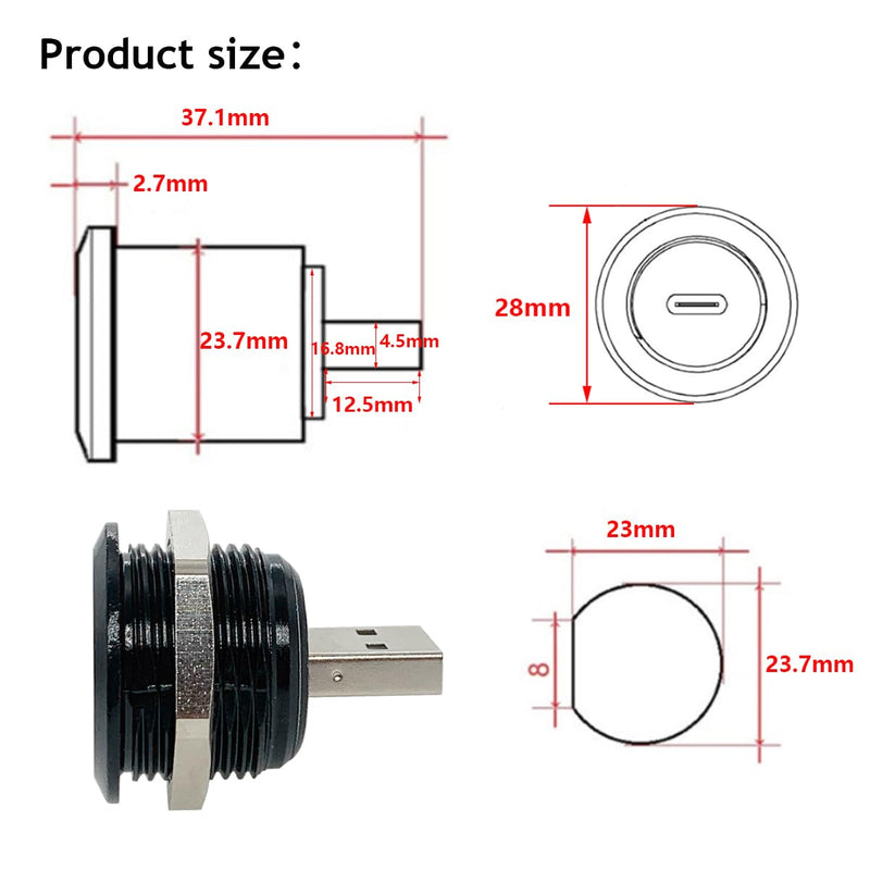 PENGLIN 5PCS USB C to 3.0 Panel Mount Adapter, USB Type C Female to USB A Male Converter Adapter with Data Transfer and Charging for Laptop, PC, Flash Disk, Phone