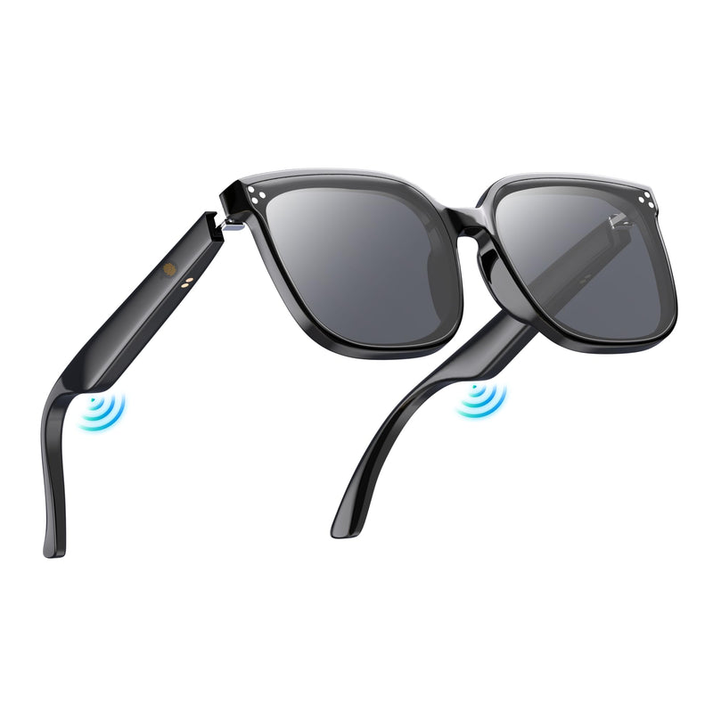 Smart Glasses for Men&Women, 5.3 Bluetooth Sunglasses with Open Ear Speaker, Voice Assistant Compatible, Blue Light Blocking Lens