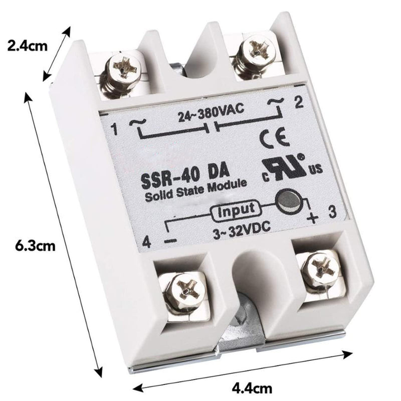 XTVTX SSR-40DA Solid State Relay Single Phase Solid State Relay Input 3-32V DC Output 24-380V AC