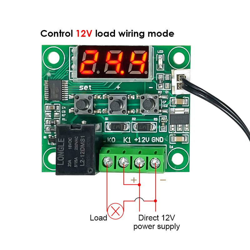 Aideepen Pack of 4 Digital LED Thermostat 12V Temperature Controller Incubator Brewing Thermal Heating Cooling Control Meter DC Red 12V Red LED