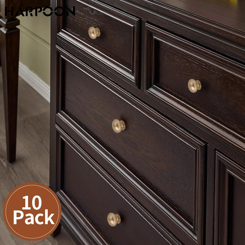 HARPOON Cabinet Hardware Knobs Round Furniture Mushroom Knob - 1.4 Inch 10 Pack Champagne Gold 1.4 Inch - 10 Pack