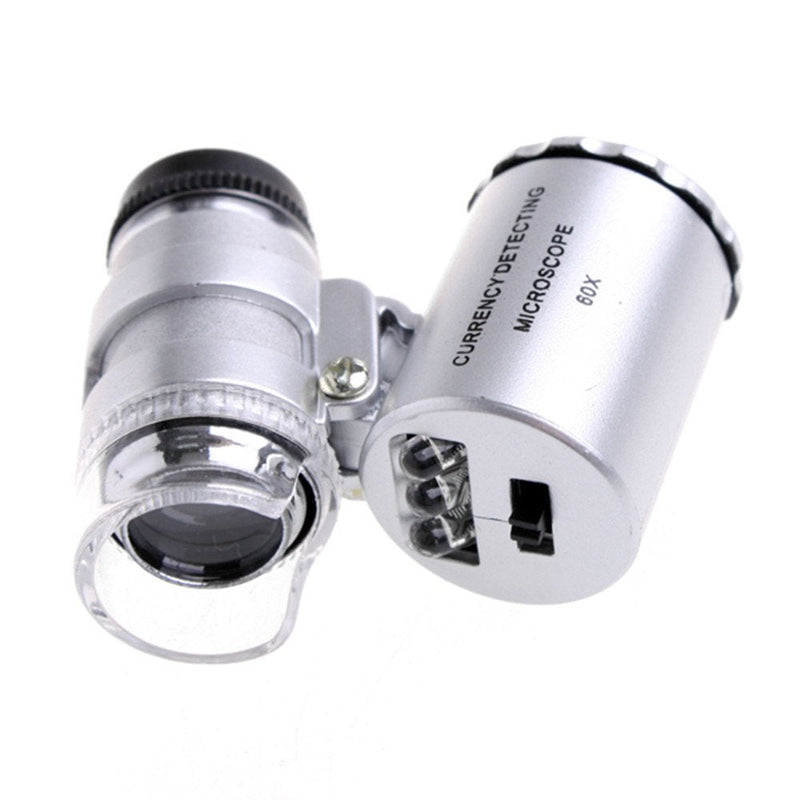 TRIXES Mini Pocket Microscope - 60X Jewelry Magnifier - LED Illuminated Magnifying Microscope | Compact LED magnifier for checking jewelry, stamps, coins and more
