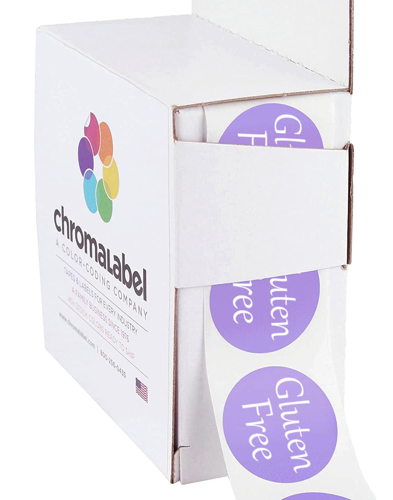 ChromaLabel 1 Inch Round Label Permanent Food Labels, 500 Stickers per Dispenser Box, Lavender, Gluten Free 1"