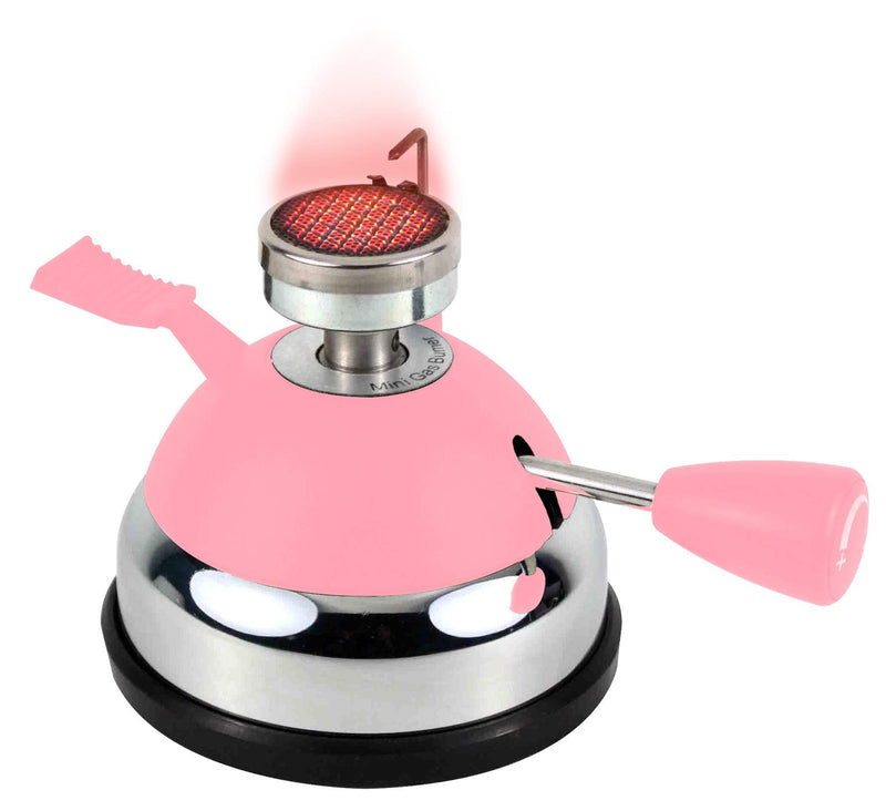 BLUEFIRE Butane Mini Burner for Tabletop Coffee Siphon Syphon/w Furnace Stand and Assembly Rack Ceramic Windproof Torch Head Portable Cooking Stove Espresso Maker Chafing Soup Tureens Fondue Pink