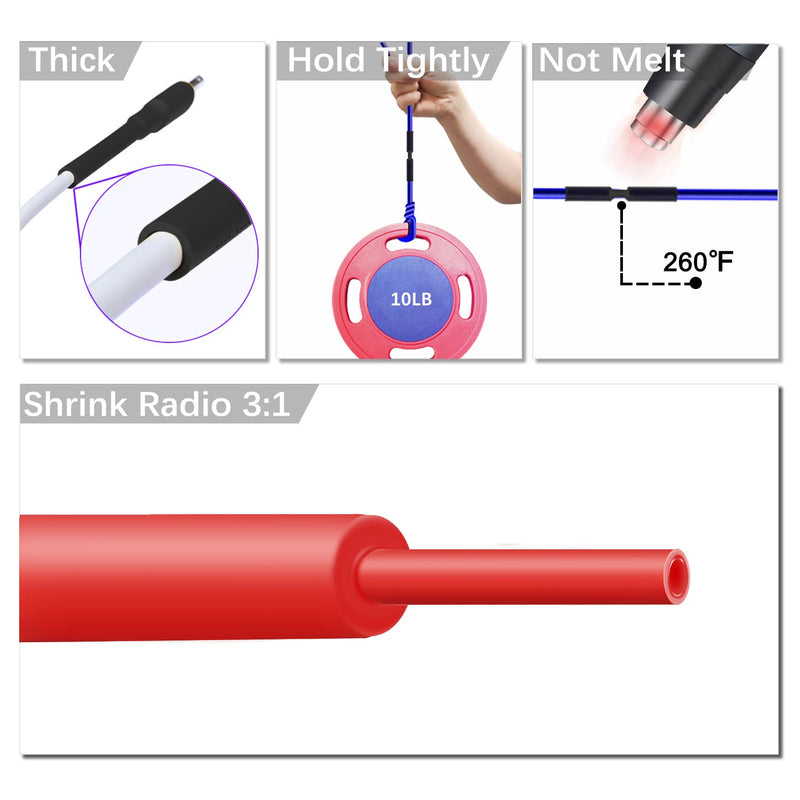 Pointool Wire Heat Shrink Tubing-280Pcs 3:1 Heat Shrink Tubing Kit Wire Shrink Wrap Electrical Waterproof Automotive Marine Heat Shrink Tubing Assortment with Adhesive for Wires, Black&Red Multisize 280pcs | Black Red Kit