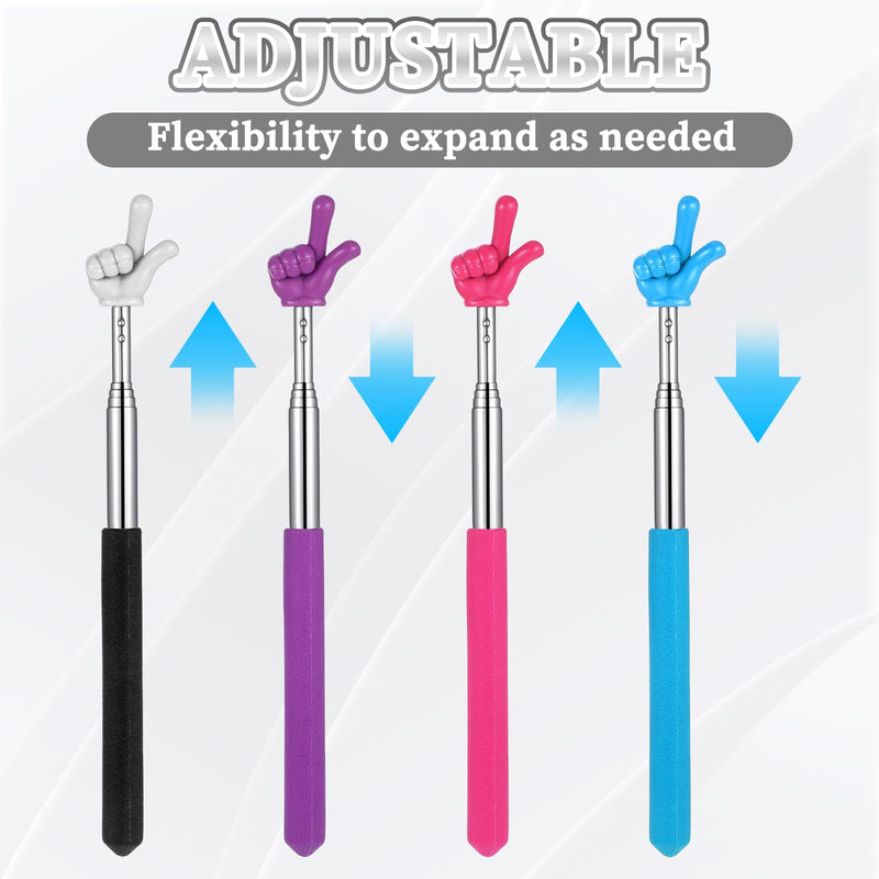 4 Pcs Telescopic Teachers Pointer,Finger Pointer Stick Retractable Teacher Pointer Stick for Classroom Mini Extendable Hand Pointer Finger Pointer Stick for School Teachers Presentation