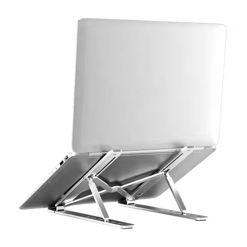 Adjustable Aluminium Laptop Stand for Desk, Ergonomic Foldable Portable Notebook Holder, Compatible with MacBook Pro/Air, Dell, HP, Asus, Lenovo, 10-15.6" Laptops (Silver) Grey Silver