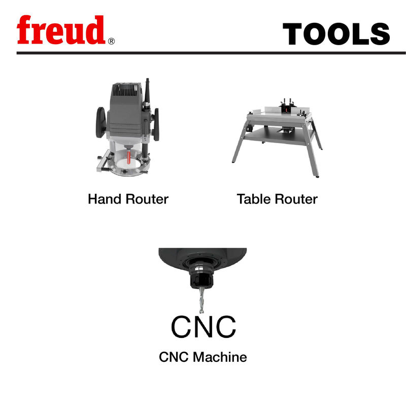 Freud Up Spiral Router Bit with Tico Hi-Density Carbide for Maximum Performance - Ideal for Cutting Parts & Grooves, 3/8" Diameter, 1/2" Shank, 1-1/4" Height, 24,000 RPM - 75-106