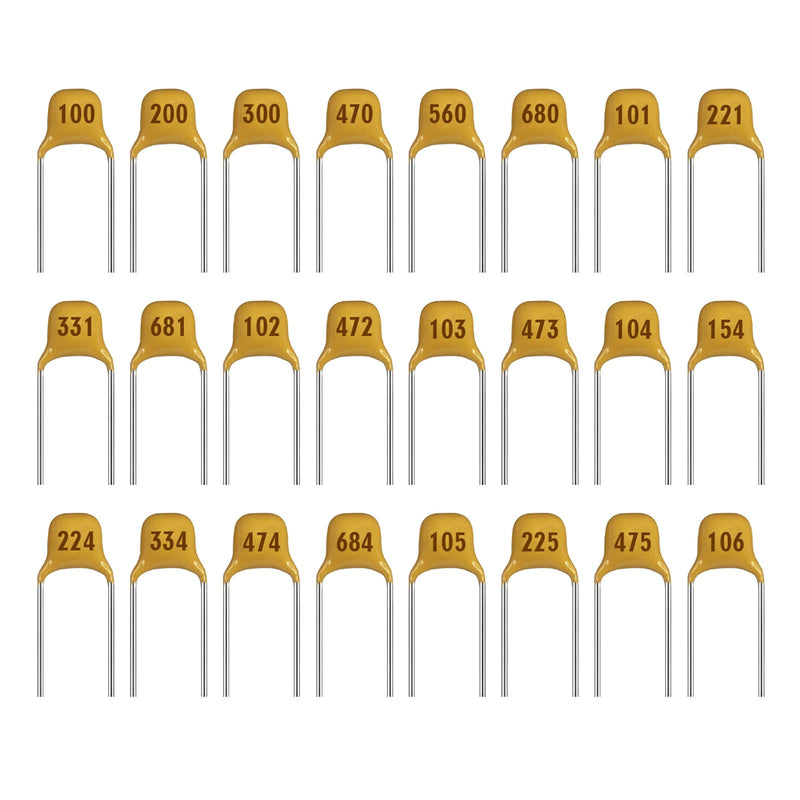 24 Value Ceramic Capacitor Assortment Kit Monolithic Capacitors Set from 10pF to 10uF Monolithic Ceramic Capacitor