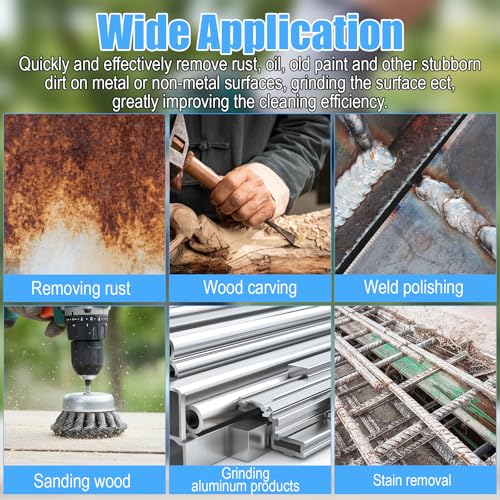 7 Pcs Twist Knot Wire Wheel Brush for Drill Crimped Cup Wire Wheels Brush Set for Drill with 1/4-Inch Shank for Heavy Duty Rust Removal, Corrosion, Paint Removal and Scrub Surfaces