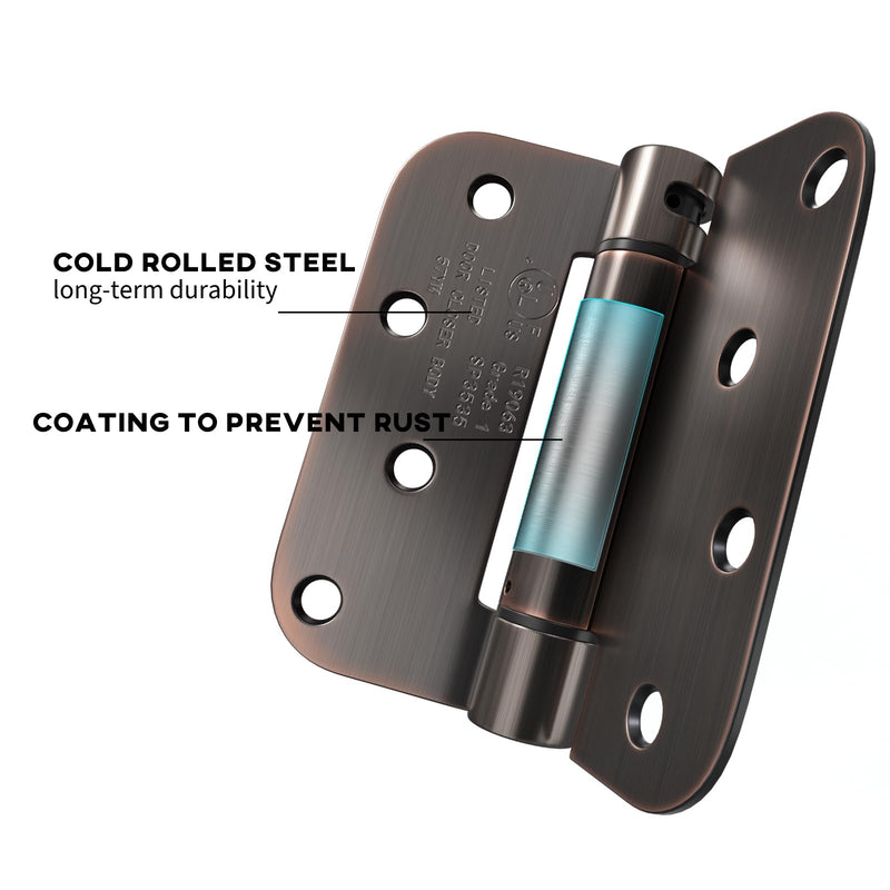 goldenwarm 2pack Oil Rubbed Bronze Door Hinges 4 Inch Self Closing Spring Door Hinge with 5/8" Radius Corners - Adjustable Door Closing, Residential & Heavy-Duty Hardware 2 Oil Rubbed Bronze-4inch