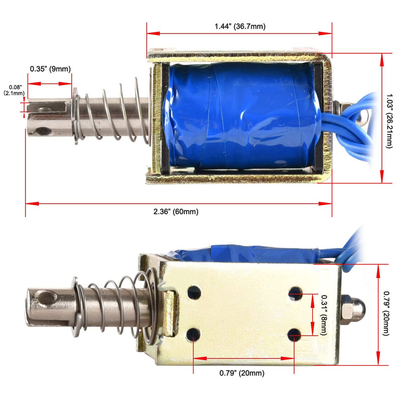 Hechen Solenoid Electromagnet, HS-0837B, DC24V 1.4A 15N, 10mm stroke, open frame push-pull door lock