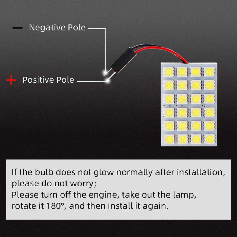 GrandviewTM White 10-Pack 5050 24SMD LED Panel Dome Light Auto Car Reading Interior Lamp license plate light(DC-12V) + T10 BA9S Festoon Adapter 10-pack 5050-24SMD