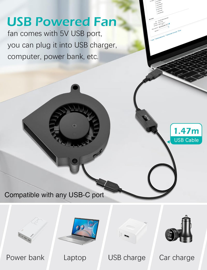 60mm x 15mm USB Blower Fan 5V Brushless DC Cooling Electronic Project Equipment Cabinet Cooler Ventilation 6015