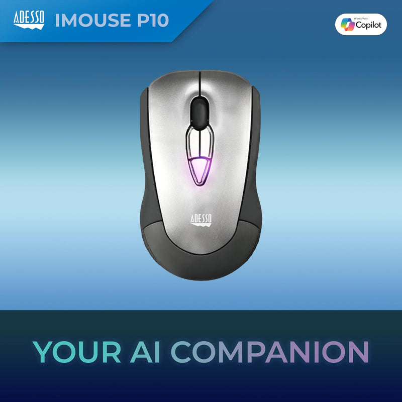 Adesso Wireless Air Mouse Mobile iMouse P10 Presentation Remote, Laser Pointer, presenter clicker with Programmable Buttons and Hand Gestures USB Receiver for Laptop Classroom Office