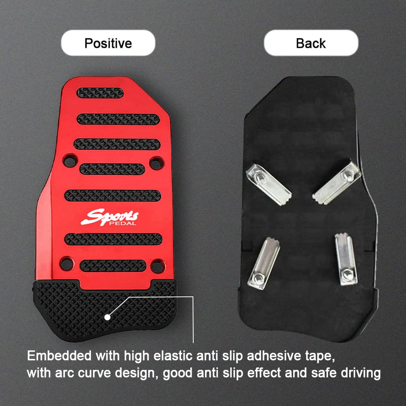 3PCS Car Non-Slip Aluminum Alloy Pedal Pads, Manual Transmission Brake Pedal Covers, Sports Gas Fuel Petrol Clutch Foot Pedals, Anti-rubbing Car Clutch Pedal Kits Suitable for Car SUV ATV (Red) Red