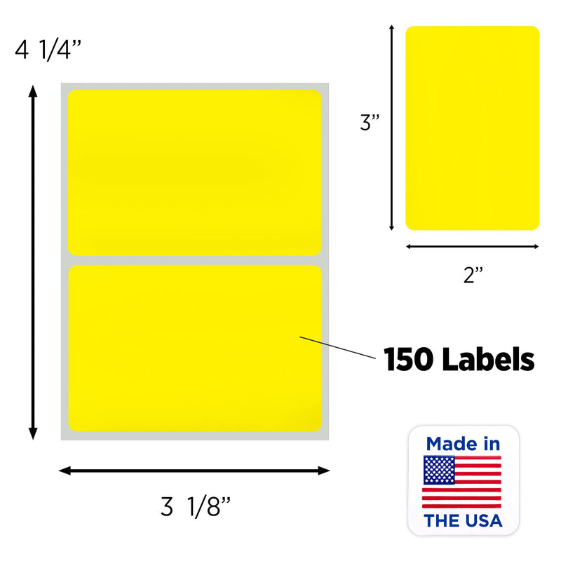 ChromaLabel 2 x 3 inch Name Tag Stickers, 150 Labels per Pack, Yellow