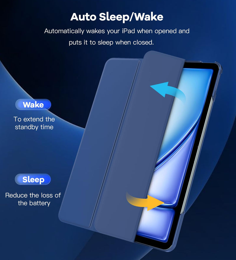 TiMOVO for New iPad Air 13 inch Case M2 2024, iPad Pro 12.9 2022/2021(6th/5th Gen) Case, Slim Stand Cover for iPad Air 13-inch, Auto Wake/Sleep Smart Shell with Translucent Back, Navy Blue