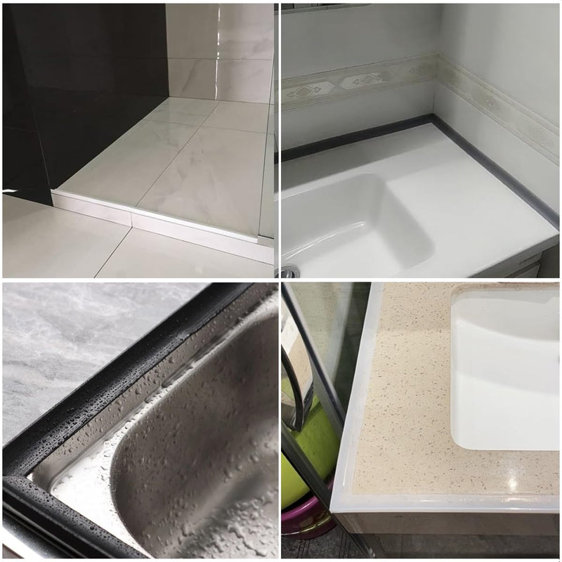 118"Shower Threshold Water Dam Barrier,Shower Dam Water Stopper for Frameless Shower Door Bottom,Silicone Sink Splash Guard for Kitchen Bathroom,Corner Shower Water Guard for Bathtub,Transparent 118 Inch Transparent
