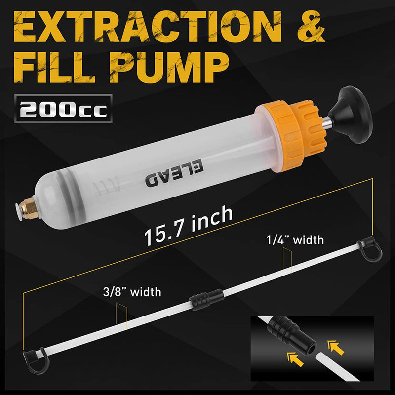 ELEAD 200CC Siphon Pump, Oil Extractor Pump, Oil Pump, Transfer Pump, Fluid Extractor, Fluid Syringe Extractor, Car Vacuum Fuel Transfer, Siphon Pump for Gasoline Hand Cleaner for auto Mechanics 200CC Oil Pump