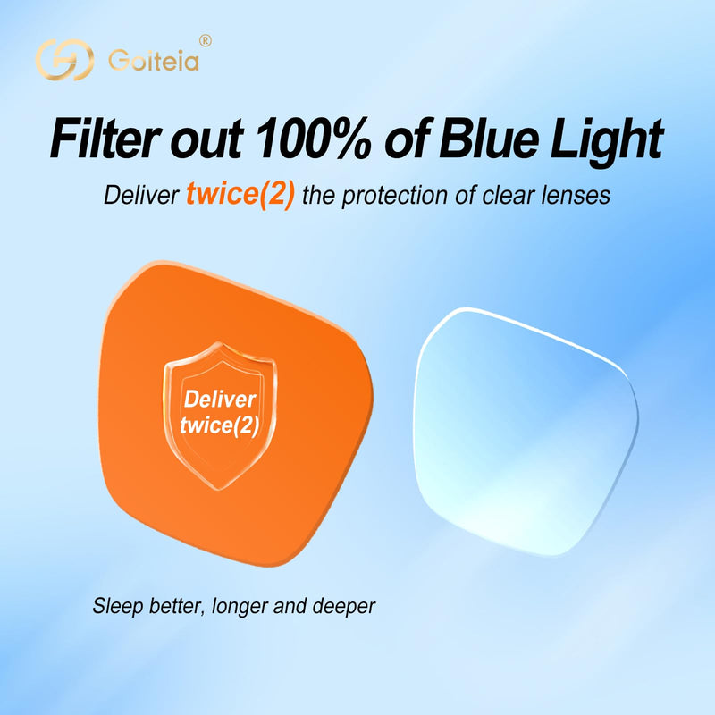 Goiteia 100% Orange Blue Light Blocking Glasses-Amber Gaming Glasses for Better Sleep/Eyes Strain-Comfor Spring Hinges Black/58*45mm