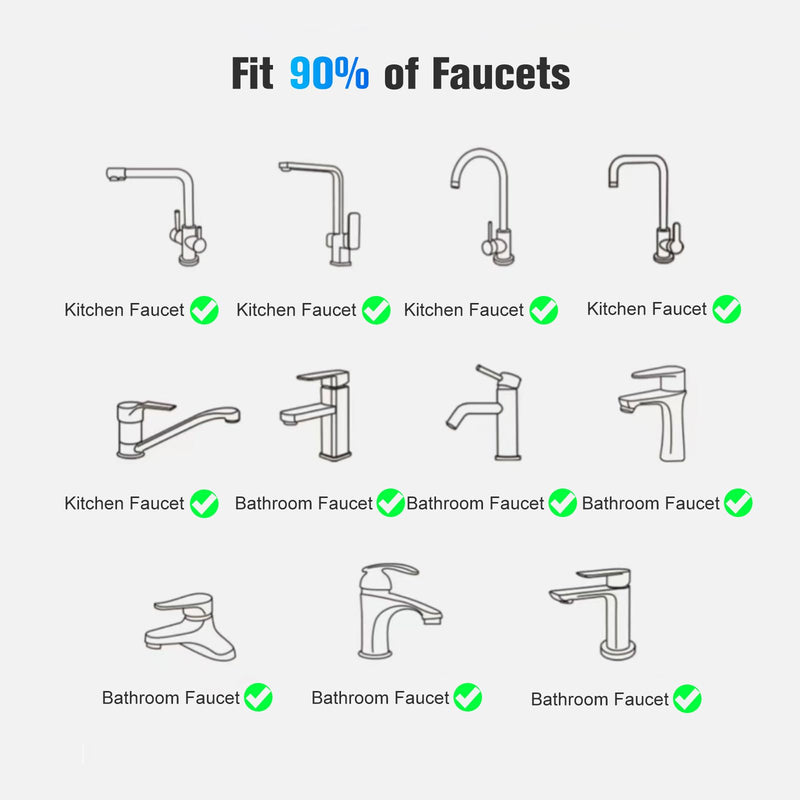 4 Modes Multifunctional Kitchen & Bathroom Water Filter for Sink Faucet with 2pcs Replacement Filters - 99.9% Chlorine Removal - Skin Hydration in 2 Weeks-Compatible with Most of Faucet A-Grey