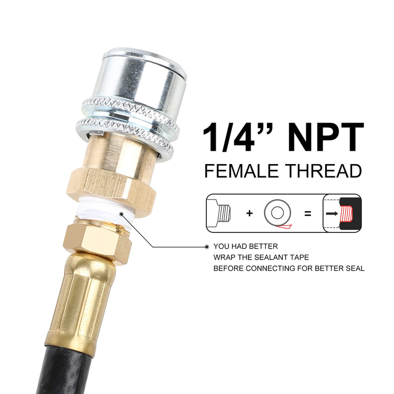 Hromee Lock On Air Chuck, Heavy Duty Closed Flow Tire Chuck, 1/4" FNPT for Tire Inflator and Standard Bore Valve Stem Quick Connector