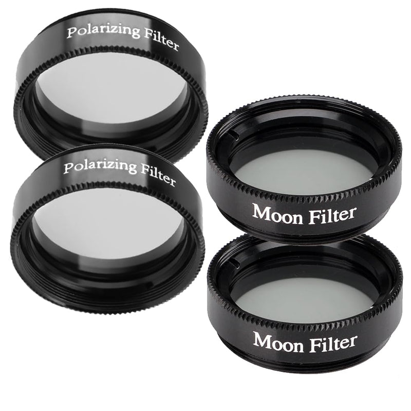 1.25" Telescope Eyepiece Filter Set - Enhanced Stargazing Experience with Polarizing and Moon Filters - Aluminum Frames - 4 Filter Set