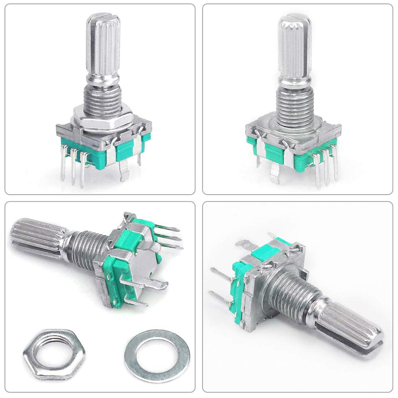WayinTop 5 Set 360 Degree Rotary Encoder Module EC11 Digital Potentiometer Rotary Angle Encoder 5 Pin with Switch and Rotary Knob for Automotive Electronics Multimedia Audio