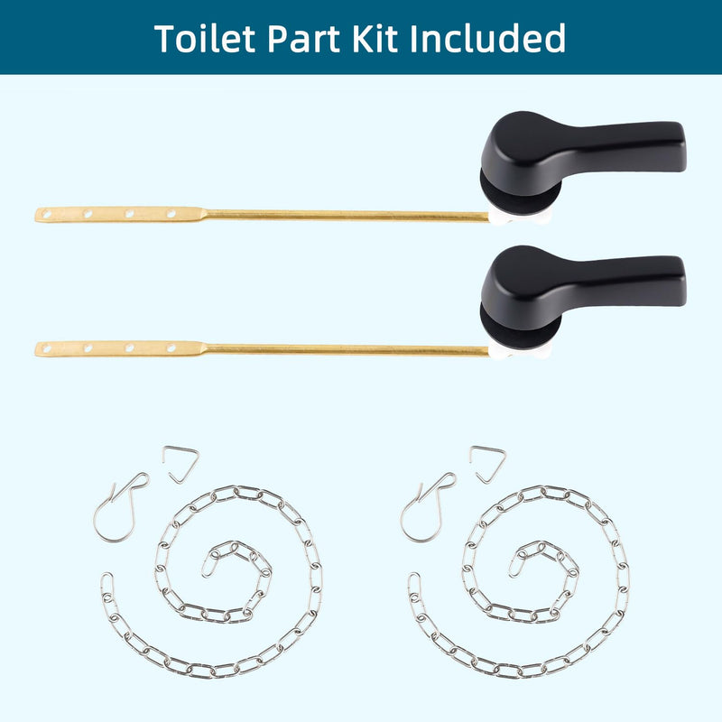 2PCS Metal Toilet Handle Lever Replacement, Universal Fit, Matte Black | Front Mount Toilet Handle Compatible with American Standard/Mansfield/Gerber with Flapper Chain, Toilet Repair Kit 2pcs Matteblack