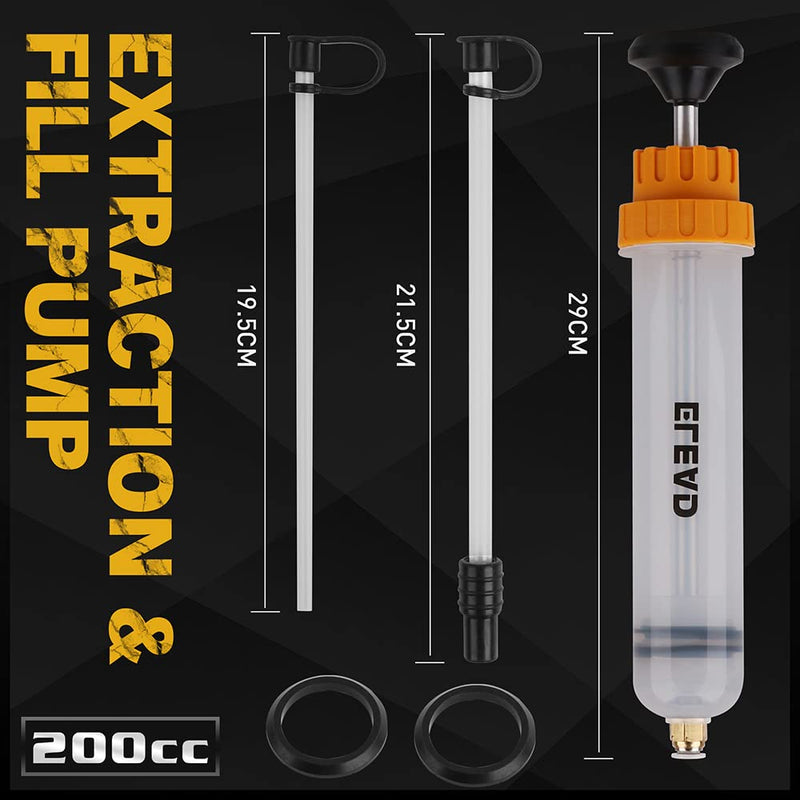 ELEAD 200CC Siphon Pump, Oil Extractor Pump, Oil Pump, Transfer Pump, Fluid Extractor, Fluid Syringe Extractor, Car Vacuum Fuel Transfer, Siphon Pump for Gasoline Hand Cleaner for auto Mechanics 200CC Oil Pump