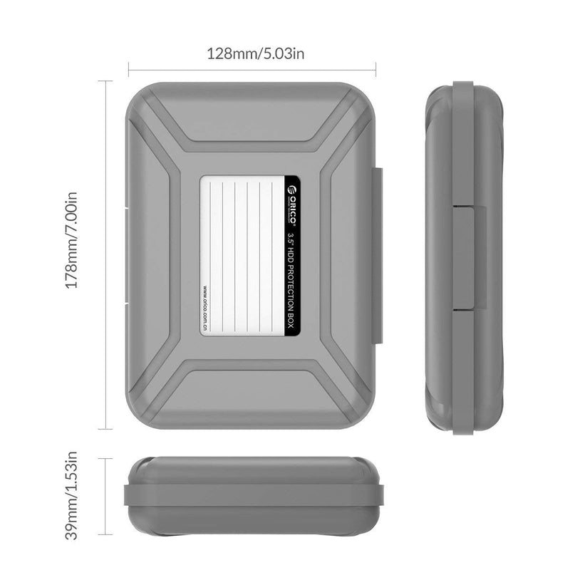 ORICO External Hard Drive Case for 3.5 Inch HDD/SSD 5 Packs Portable Hard Drive Carrying Protective Storage Box Anti-Static and Shockproof -PHX5S Grey
