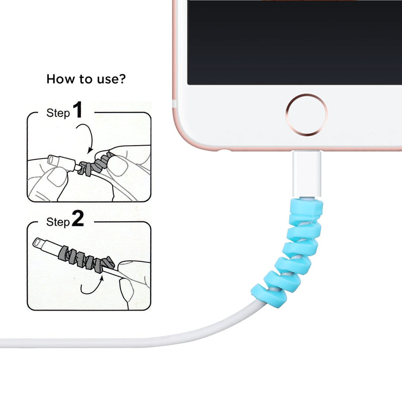 Jetec 24 Pieces Charger Cable Protector, Silicone Flexible Cable Saver, Mouse Cable Wire Protector, Suit for All Cellphone Data Lines(Black, Pink, Blue, Green) Black, Pink, Blue, Green
