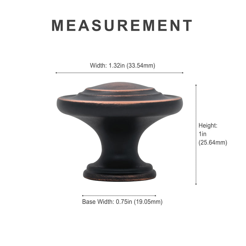 HESTIA HARDWARE 10 Pack | 1.32inch Oil Rubbed Bronze Cabinet Knobs | Oil Rubbed Bronze Cabinet Pulls | Bronze Cabinet Knobs Dresser Knobs and Drawer Knobs (Z4.10.O)