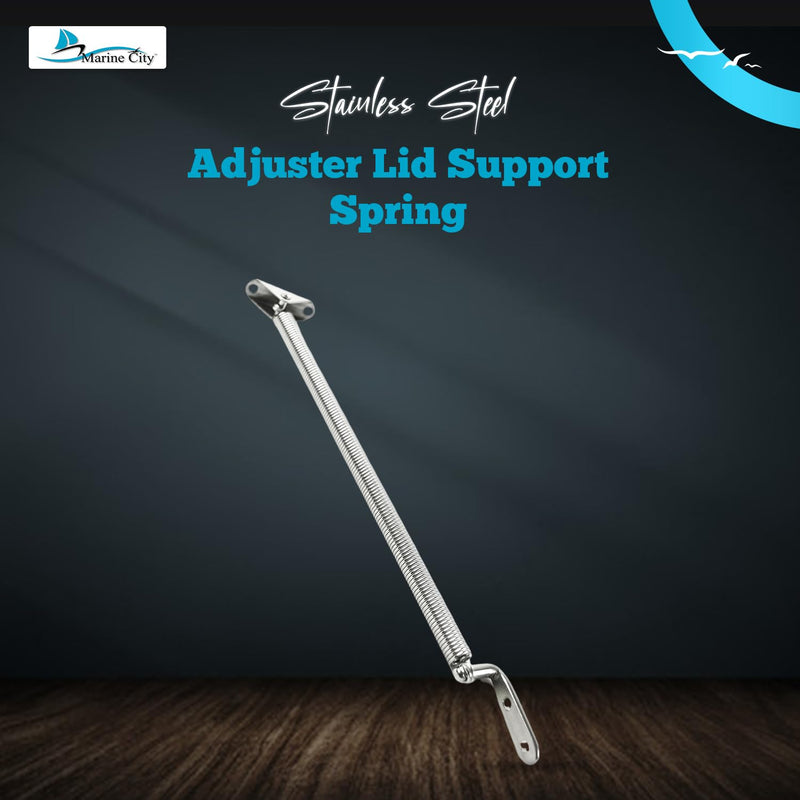 MARINE CITY Stainless Steel Strong & Sturdy Gloss Polished Finish Hatch Spring Adjuster with U-Bolt and L-Shape Plate for Lighter Door Cabinet Doors Window Hatches 10-1/4 Inch