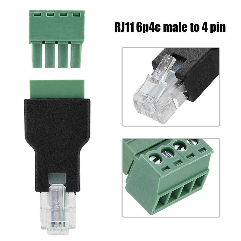 Dingln Ethernet Connector RJ11 6P4C Male to 4 Pin Screw Terminal Connector