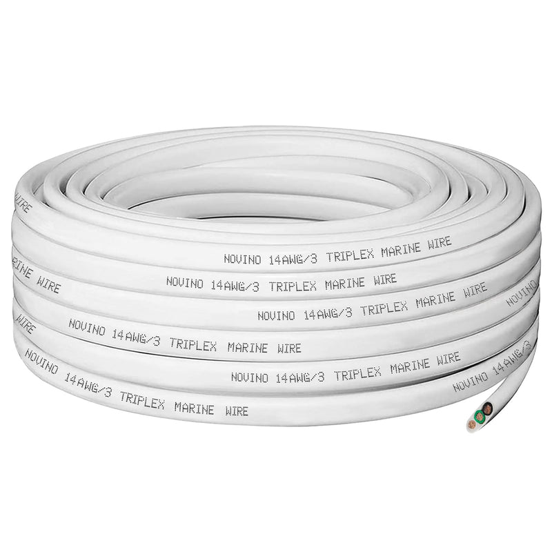 14 Gauge Marine Wire 14 AWG Marine Grade Wire,14/3 Triplex Tinned Copper Boat Cable,14 Gauge Oxygen-Free Copper Cable for Automotive RV Boat Speakers Solar Outdoors - 30ft 30 ft 14 gauge
