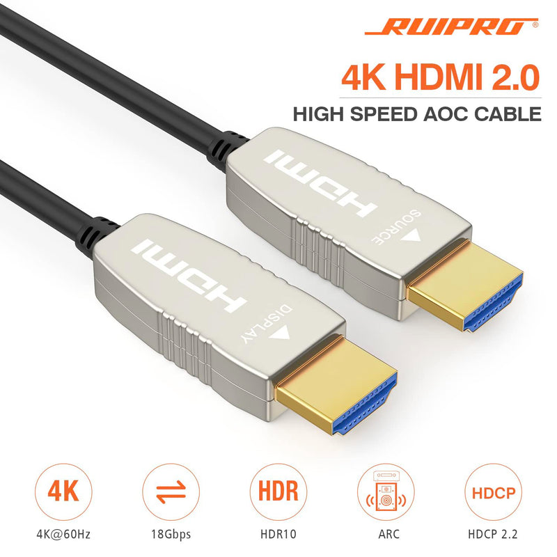RUIPRO 4K HDMI Fiber Optic Cable 50 Feet 18Gbps 4K@60Hz ARC HDR10 Ultra Slim Flexible HDMI 2.0b Cable 50FT