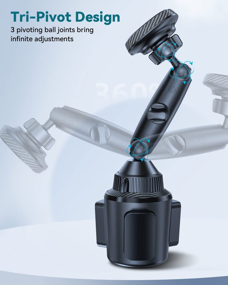 Cup Holder Charger Mount for Magsafe, Wireless Magnetic Car Mount Charger with Heat Dissipation System, Fast Charging Phone Holder for iPhone 17 16 15 14 13 Pro Max Mini [with QC 3.0 Adapter]