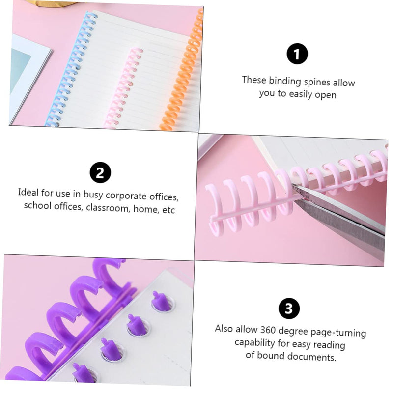 10Pcs Colorful Plastic Binding Coils Spiral Notebook Spines for Loose-Leaf Notebooks Eye-catching Comb Bindings Easy to Use for DIY Projects