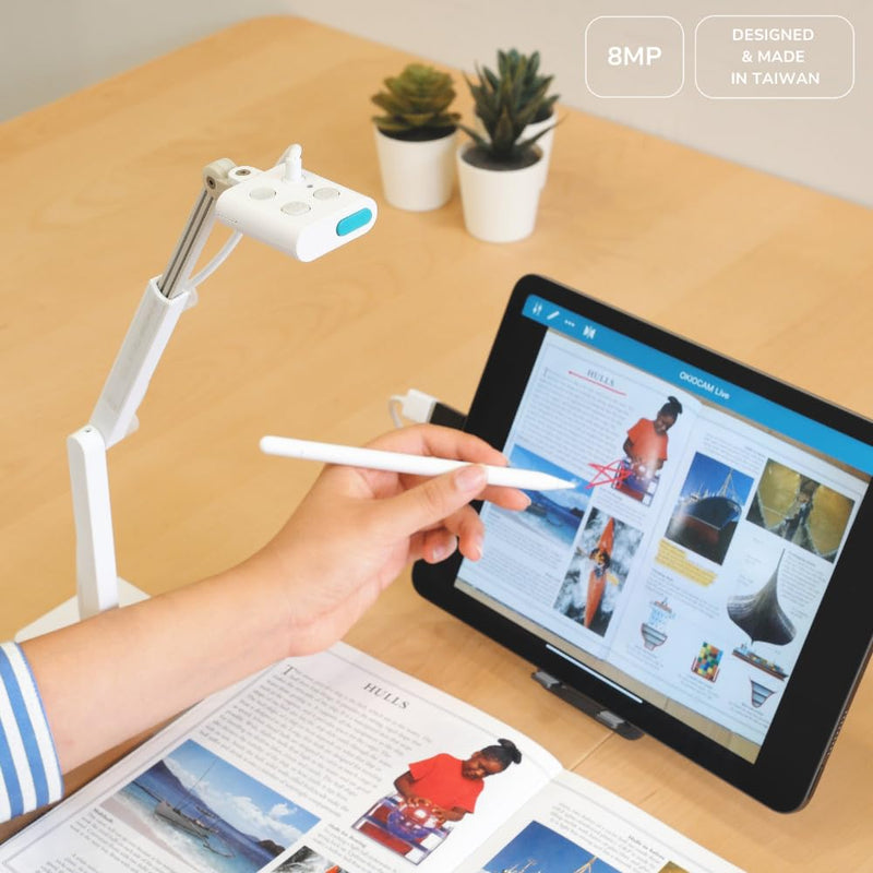 OKIOCAM S2-4K Ultra HD 8MP USB Document Camera for Teachers & Classrooms with OKIOPoint AI-Tracking, Capture Near-Ledger Size, Great in Low Light, Support Mac, USB-C iPad, Interactive Display