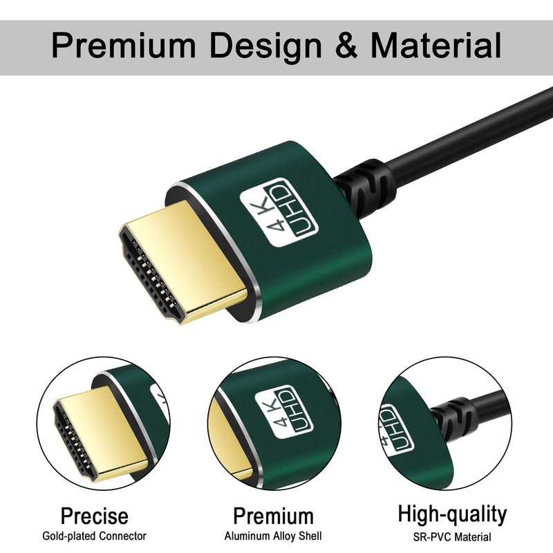 Thsucords Thin HDMI to HDMI Cable 25FT 2 Pack, Ultra Slim & Flexible HDMI Cord Supports High Speed 4K@60Hz 18gbps 2160p 1080p 2-Pack