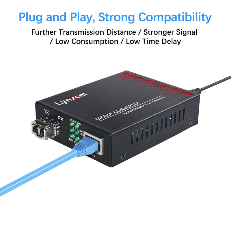 Gigabit Ethernet Media Converter, Multimode Dual LC Fiber SFP to RJ45 Converter, for 10/100/1000Base-TX to 1000Base-SX with a SFP Transceiver, MMF 850nm, up to 550m Gigabit Multi Mode LC