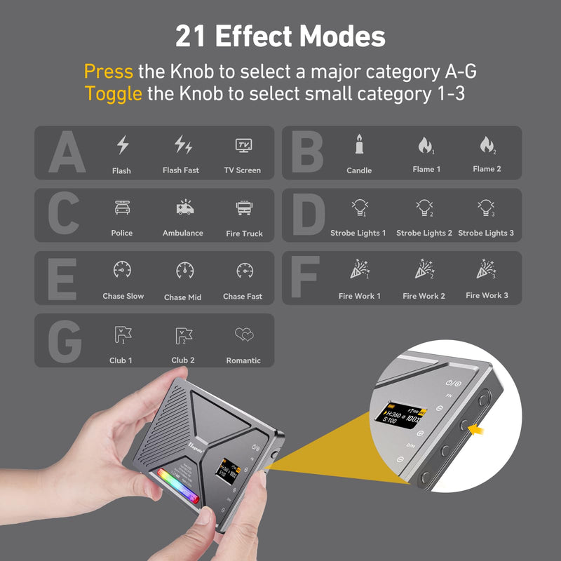 NA225 RGB Video Light App Control, 2500K-9900K, Build-in 4000mAh Rechargeable Battery Portable Phone Camera Photo Lights for Studio Photography Vlogging Streaming Live Beauty and Filming Metal gray